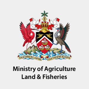 The coat of arms of Trinidad and Tobago above the text “Ministry of Agriculture Land & Fisheries,” celebrating the nation’s legacy in cultivating Trinitario chocolate, on a white background. | Trinitario